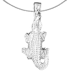 Sterling Silver Aligator Pendant (Rhodium or Yellow Gold-plated)