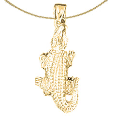 Sterling Silver Aligator Pendant (Rhodium or Yellow Gold-plated)