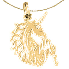 Sterling Silver Unicorns Pendant (Rhodium or Yellow Gold-plated)