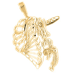 Yellow Gold-plated Silver Unicorns Pendant