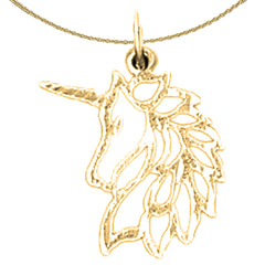 Sterling Silver Unicorns Pendant (Rhodium or Yellow Gold-plated)