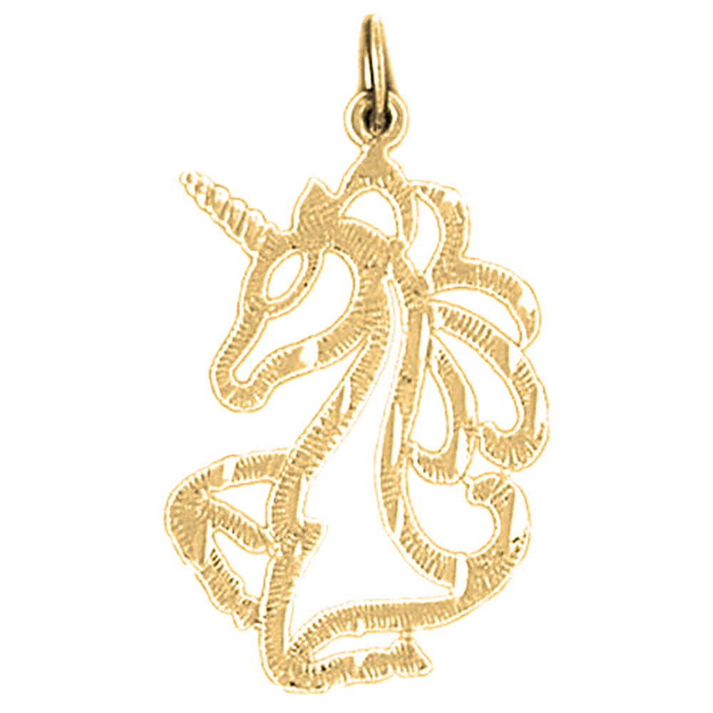 Yellow Gold-plated Silver Unicorns Pendant