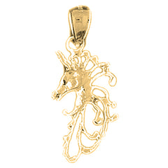 Yellow Gold-plated Silver Unicorns Pendant