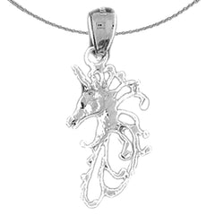 Sterling Silver Unicorns Pendant (Rhodium or Yellow Gold-plated)