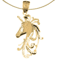 Sterling Silver Unicorns Pendant (Rhodium or Yellow Gold-plated)