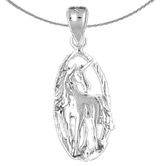 Sterling Silver Unicorns Pendant (Rhodium or Yellow Gold-plated)