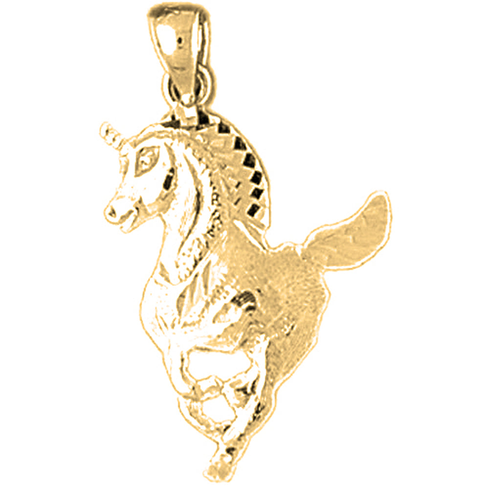 Yellow Gold-plated Silver Unicorns Pendant