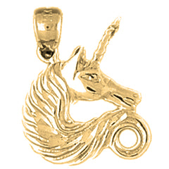 Yellow Gold-plated Silver Unicorns Pendant