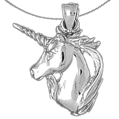 Sterling Silver Unicorns Pendant (Rhodium or Yellow Gold-plated)