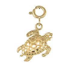 Yellow Gold-plated Silver Turtle Pendant