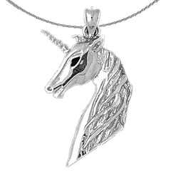 Sterling Silver Unicorns Pendant (Rhodium or Yellow Gold-plated)