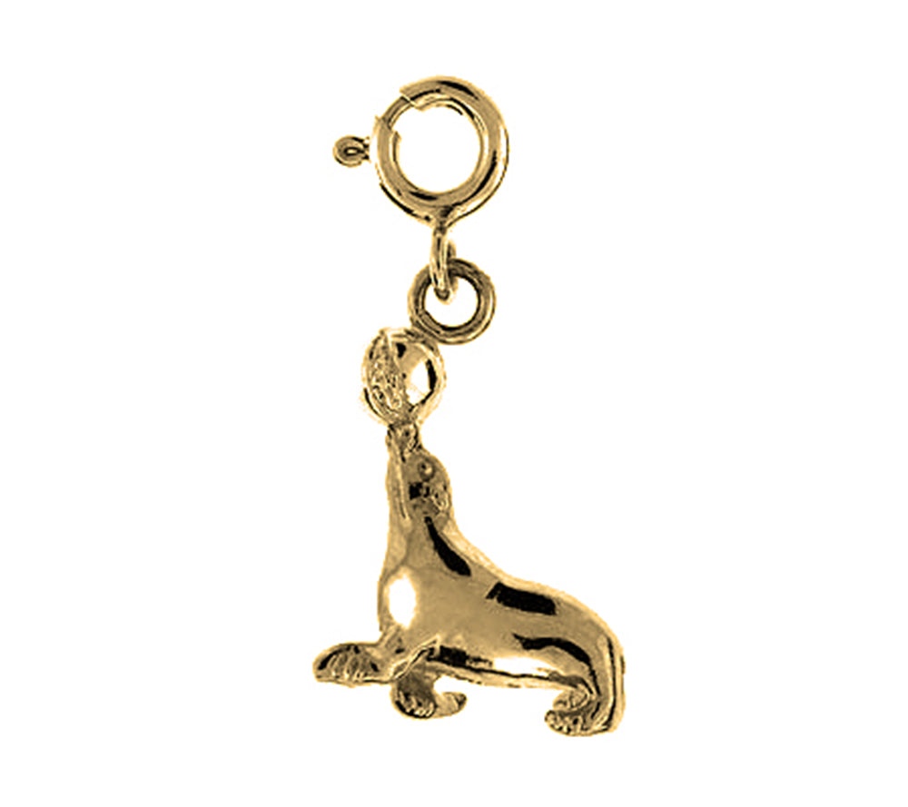 Yellow Gold-plated Silver Seal With Ball Pendant