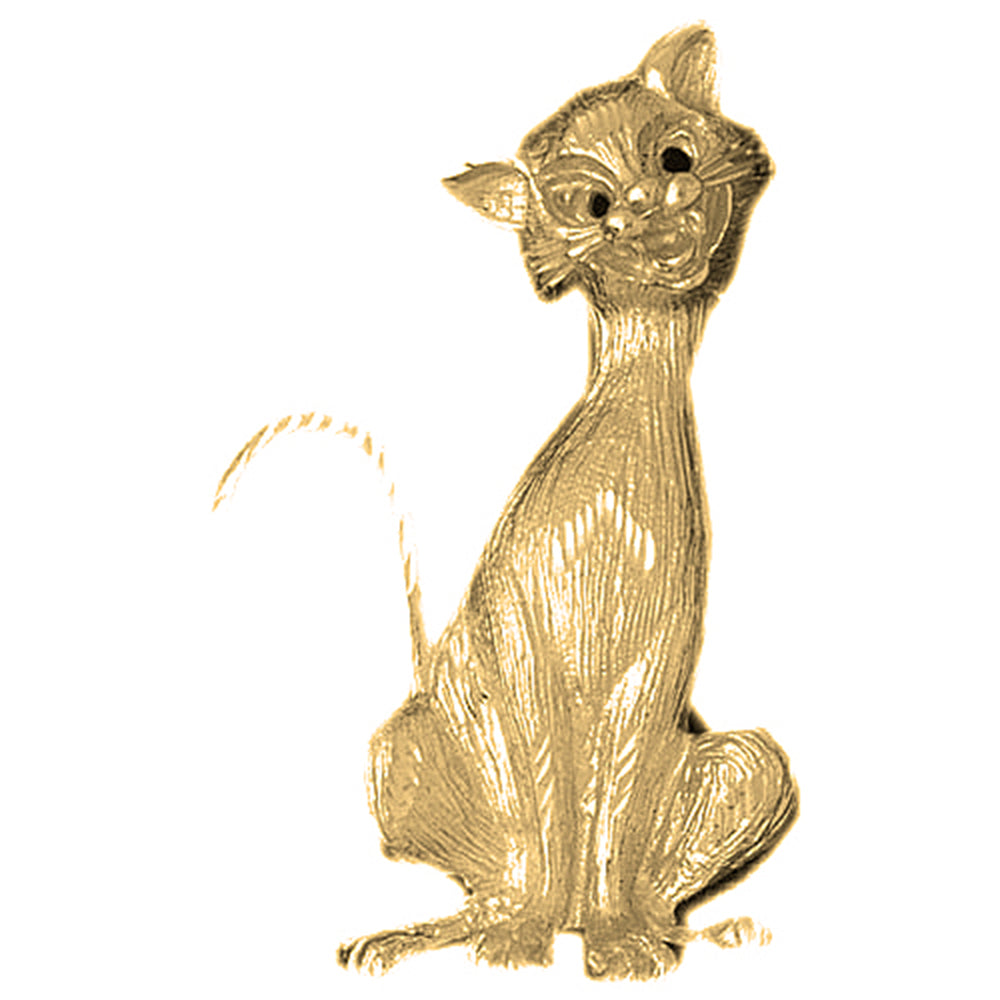 Yellow Gold-plated Silver Cat Pendant