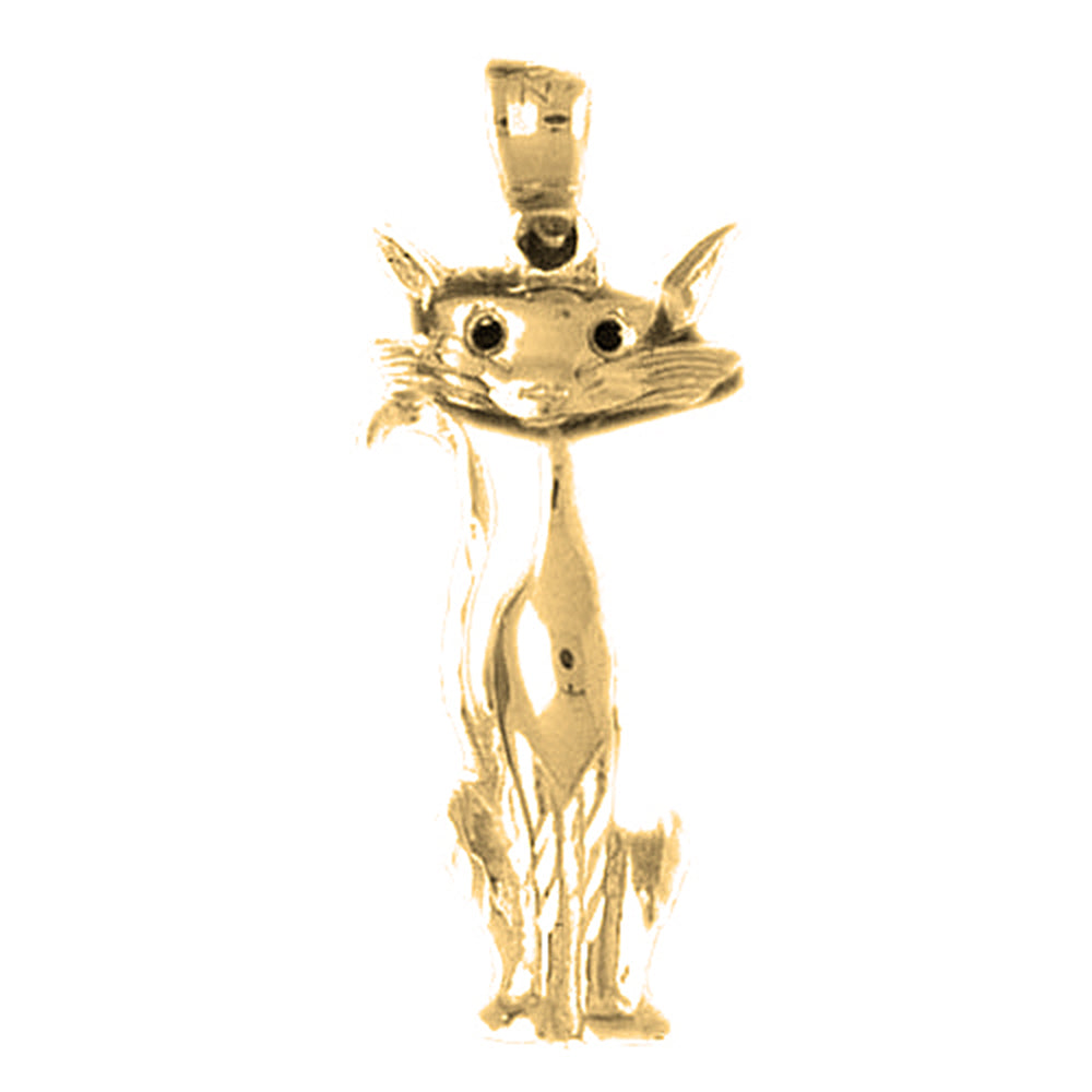 Yellow Gold-plated Silver Cat Pendant