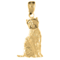 Yellow Gold-plated Silver Cat Pendant