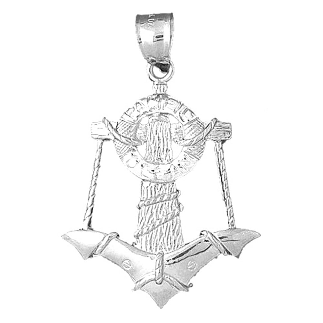 Sterling Silver Anchor And Life Savor Pendant