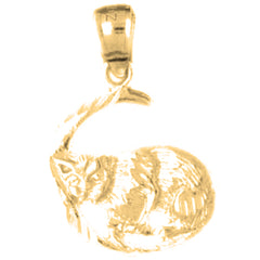 Yellow Gold-plated Silver Cat Pendant