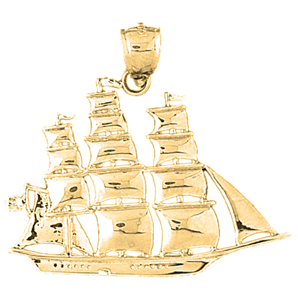 Yellow Gold-plated Silver Pirate Ship Pendant