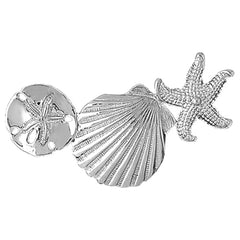Sterling Silver Sand Dollar, Shell, And Starfish Pendant
