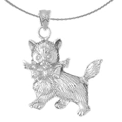Sterling Silver Kitty Cat Pendant (Rhodium or Yellow Gold-plated)