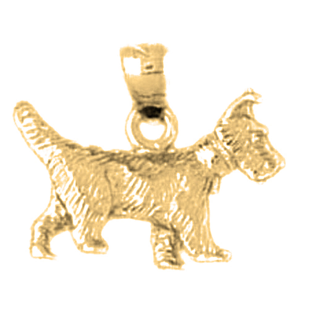 Yellow Gold-plated Silver Terrier Dog Pendant