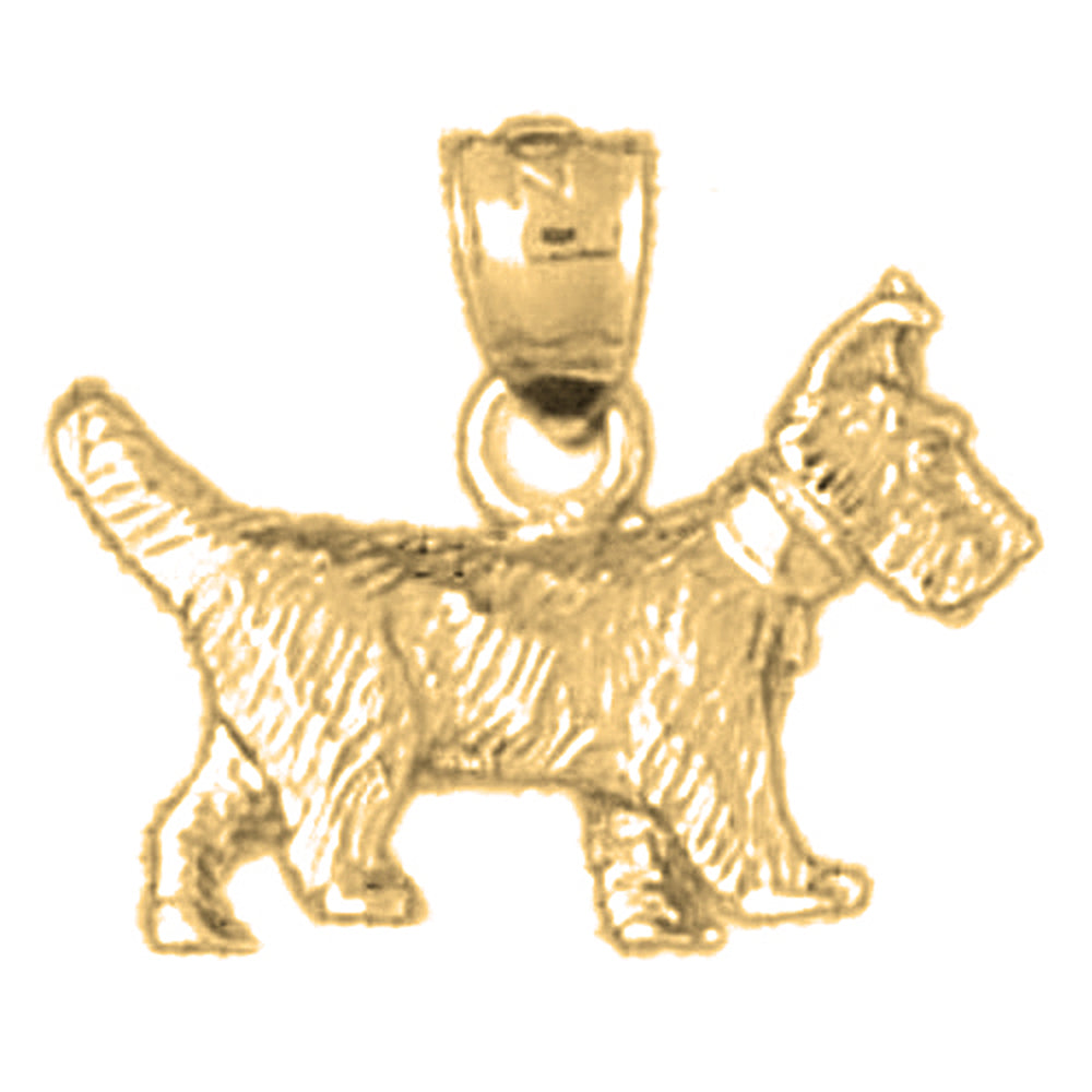 Yellow Gold-plated Silver Terrier Dog Pendant