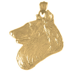 Yellow Gold-plated Silver Collie Dog Pendant