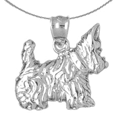 Terrier-Hundeanhänger aus Sterlingsilber (rhodiniert oder gelbvergoldet)