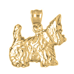 Yellow Gold-plated Silver Terrier Dog Pendant