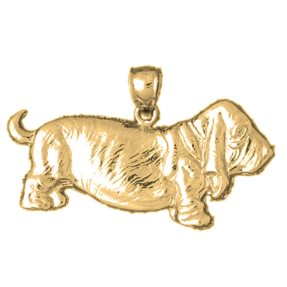 Yellow Gold-plated Silver Basset Hound Dog Pendant