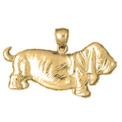 Yellow Gold-plated Silver Basset Hound Dog Pendant
