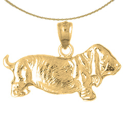 Colgante de perro Basset Hound de plata de ley (bañado en rodio o oro amarillo)