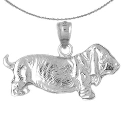 Colgante de perro Basset Hound de plata de ley (bañado en rodio o oro amarillo)