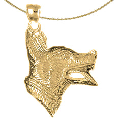 Sterling Silver German Shepard - Dog Pendant (Rhodium or Yellow Gold-plated)