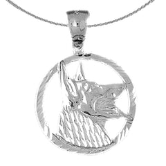 Sterling Silver German Shepard - Dog Pendant (Rhodium or Yellow Gold-plated)