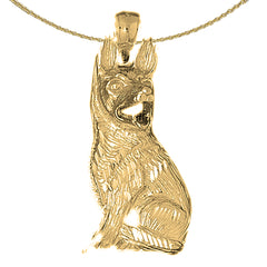 Deutscher Schäferhund-Hundeanhänger aus Sterlingsilber (rhodiniert oder gelbvergoldet)