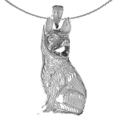 Deutscher Schäferhund-Hundeanhänger aus Sterlingsilber (rhodiniert oder gelbvergoldet)