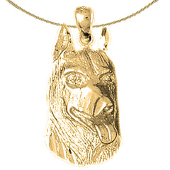 Sterling Silver German Shepard - Dog Pendant (Rhodium or Yellow Gold-plated)