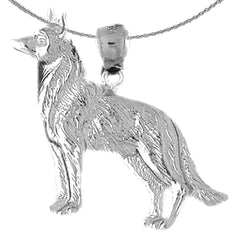 Sterling Silver German Shepard - Dog Pendant (Rhodium or Yellow Gold-plated)