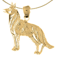 Sterling Silver German Shepard - Dog Pendant (Rhodium or Yellow Gold-plated)