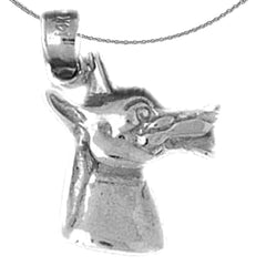 Sterling Silver German Shepard - Dog Pendant (Rhodium or Yellow Gold-plated)