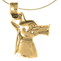 Sterling Silver German Shepard - Dog Pendant (Rhodium or Yellow Gold-plated)