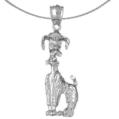 Sterling Silver Poodle Dog Pendant (Rhodium or Yellow Gold-plated)