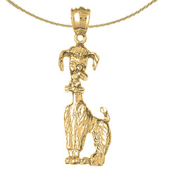 Sterling Silver Poodle Dog Pendant (Rhodium or Yellow Gold-plated)