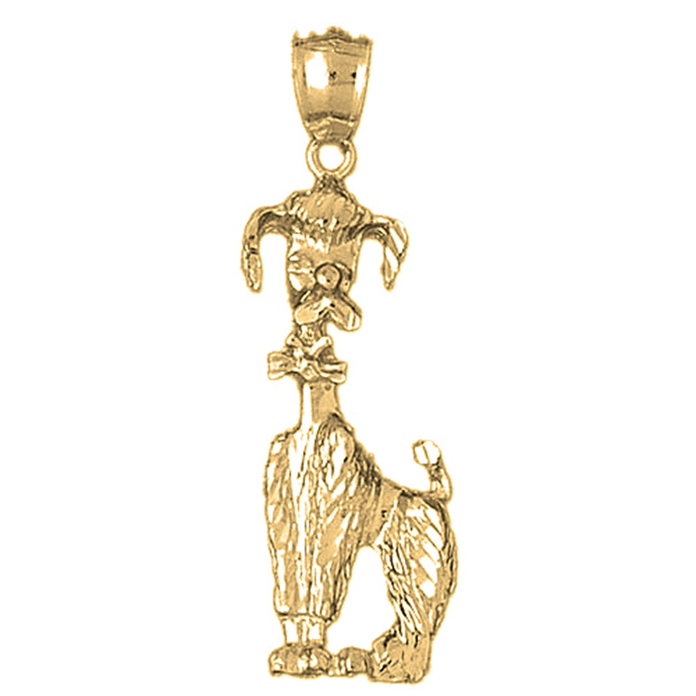Yellow Gold-plated Silver Poodle Dog Pendant
