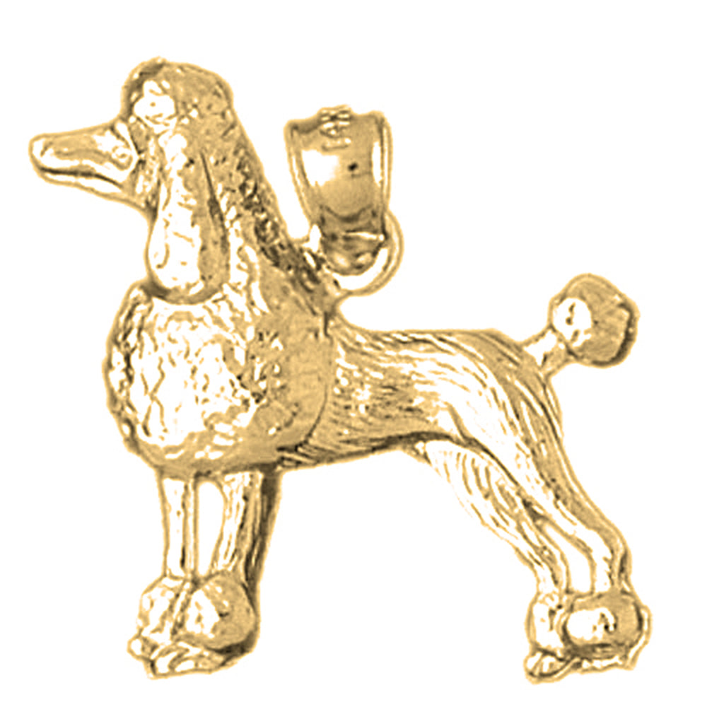 Yellow Gold-plated Silver Poodle Dog Pendant