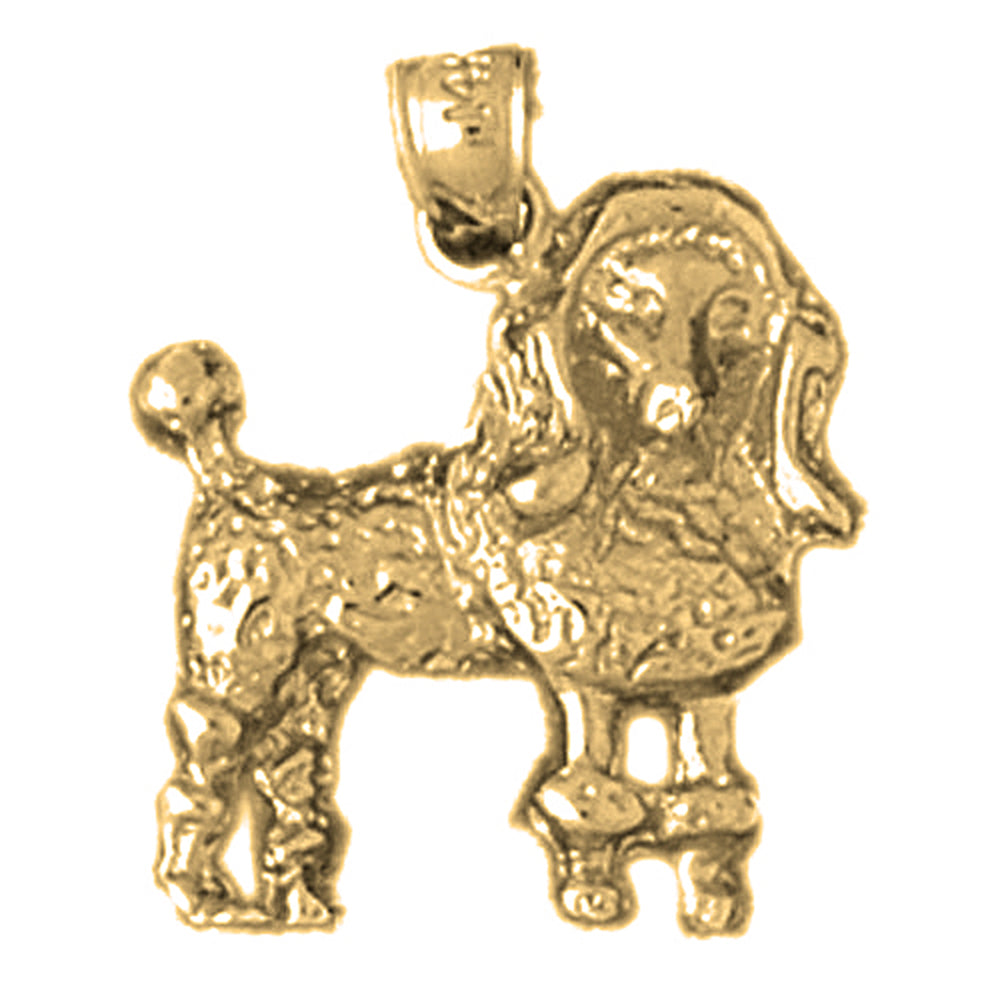 Yellow Gold-plated Silver Poodle Dog Pendant