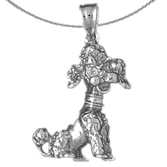 Colgante de perro caniche de plata de ley (bañado en rodio o oro amarillo)