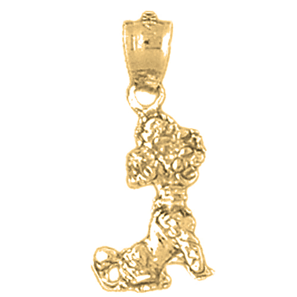 Yellow Gold-plated Silver Poodle Dog Pendant