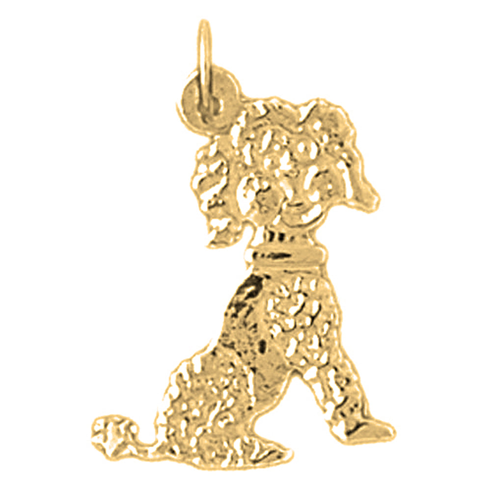 Yellow Gold-plated Silver Poodle Dog Pendant